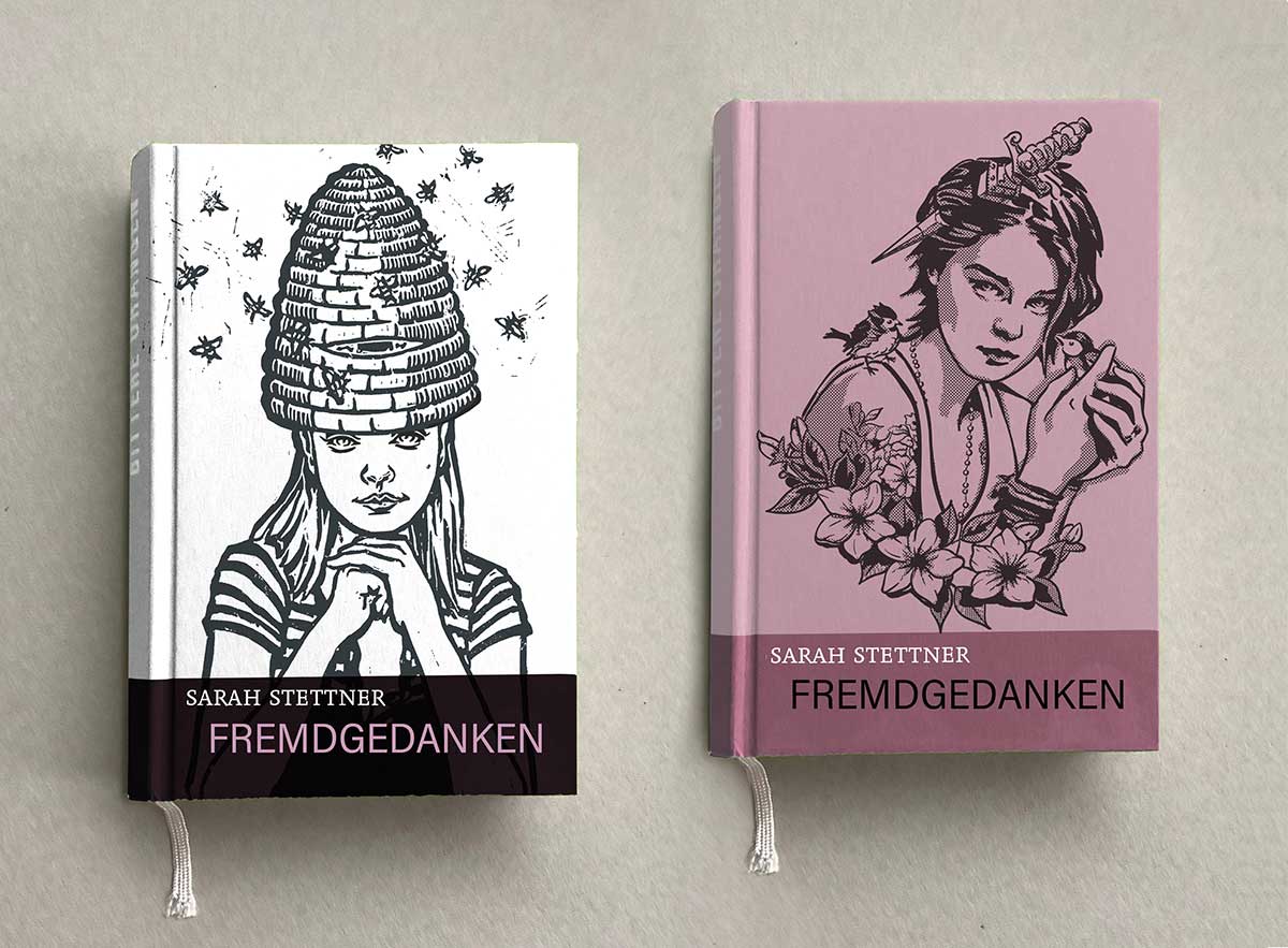Jedes der beiden Buchcover zeigt ein junges, im Tatoo-Stl gezeichnetes Mädchen.