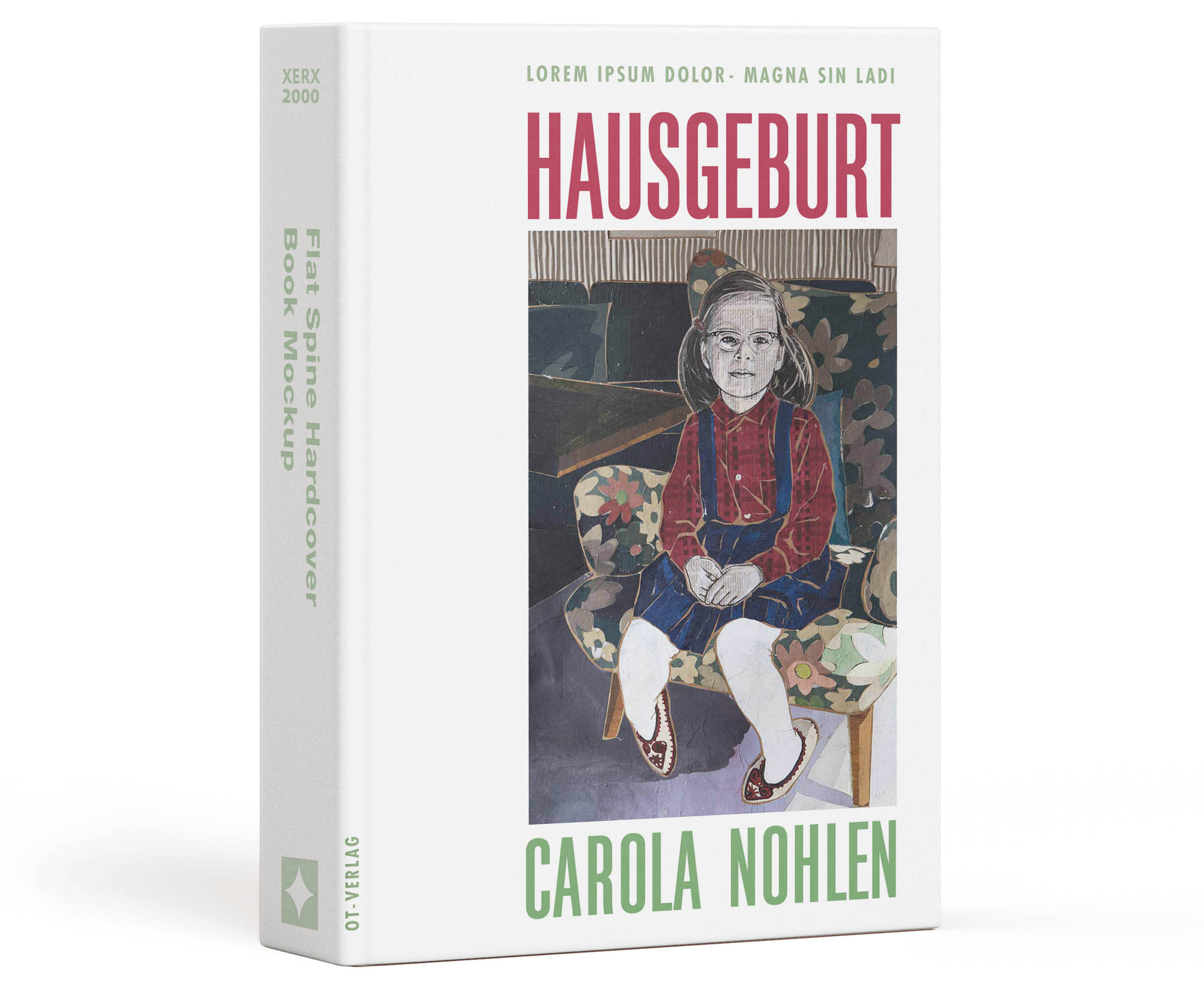 Das Buchcover zeigt ein kleines Mädchen mit Brille und 60erJahre Outfit auf einem geblümten Sessel sitzend