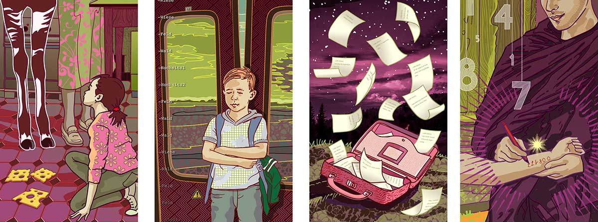 Illustrationen zu dem Buch 'Was man von hier aus sehen kann' von Mariana Lekys