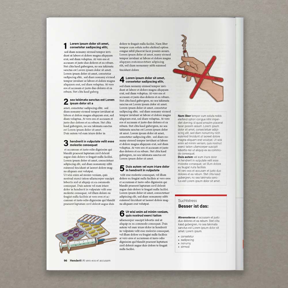 Zeitschriften-Illustration zum Thema Rauchen schadet der Gesundheit