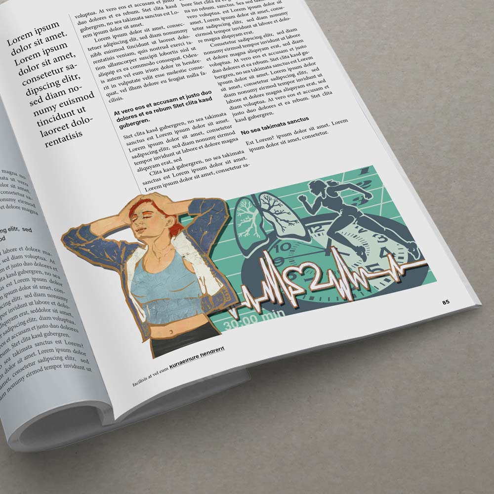 Illustration für einen Artikel über die Gefahren von exzessivem Sport