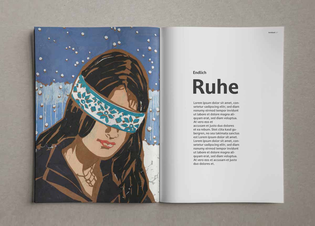 Papiercollage eines Mädchens mit verbundenen Augen